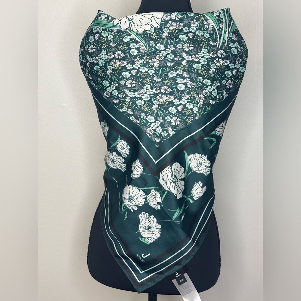 Jason Wu scarf- floral with teal and green hues - Picture 2 of 8